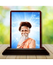 Car Desk/Table Top Sri Sri SitaRamdas OmkarNath Wooden Photo Stand 3x4 Inches, Compact & Stylish Spiritual Display For Car, Home & Office (Pack Of 1) (F14437)