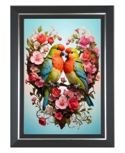 Rosy-faced Lovebird Photo Wall & Table Frame | 10x14 Inch Black Designer | Perfect For Gifting & Home Decor (F9577)