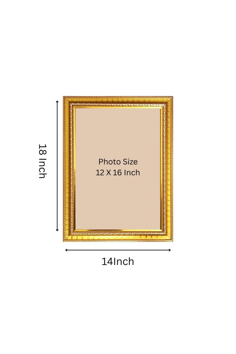 Goddess Durga Golden Designer Photo Frame | 14x18 Inch Religious Wall Hanging Frame For Home, Office Decoration and Spiritual Gift Item