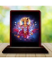 Car Desk/Table Top Lord Dattatreya Wooden Photo Stand 3x4 Inches, Compact & Stylish Spiritual Display For Car, Home & Office (Pack Of 1) (F14469)