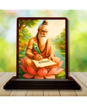Car Desk/Table Top Veda Vyasa Wooden Photo Stand 3x4 Inches, Compact & Stylish Spiritual Display For Car, Home & Office (Pack Of 1) (F14553)