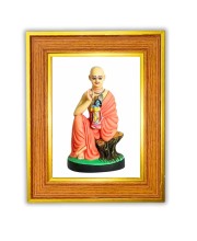 Chaitanyaa Mahaprabhu Photo Frame 10x14 Inches-Brown Wooden Frame For Home, Office & Temple Decoration And Gifting (F6477)