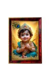 Lord Little Krishna Photo Frame For Wall & Table | 7x9 Inch Golden Cherry Finish | Decorative Lord Little Krishna Photo Frame For Home, Office & Pooja Room (F11325)