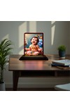 Car Desk/Table Top Lord Krishna Wooden Photo Stand 3x4 Inches, Compact & Stylish Spiritual Display For Car, Home & Office (Pack Of 1) (F14458)