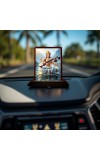 Car Desk/Table Top Lord Saraswathi Wooden Photo Stand 3x4 Inches, Compact & Stylish Spiritual Display For Car, Home & Office (Pack Of 1) (F14347)