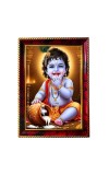 Lord Little Krishna Photo Frame For Wall & Table | 7x9 Inch Golden Cherry Finish | Decorative Lord Little Krishna Photo Frame For Home, Office & Pooja Room (F11317)