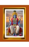 Lord Vishnu Golden Photo Frame - 16x20 Inches | Elegant Wooden Frame For Home, Office & Temple Decoration | Spiritual Wall & Table Decor And Gift Item (F9420)