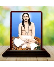 Car Desk/Table Top Swami Nigamananda Paramahansa Wooden Photo Stand 3x4 Inches, Compact & Stylish Spiritual Display For Car, Home & Office (Pack Of 1) (F14141)