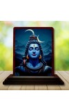 Car Desk/Table Top Lord Shiva Wooden Photo Stand 3x4 Inches, Compact & Stylish Spiritual Display For Car, Home & Office (Pack Of 1) (F14256)
