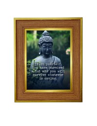 Lord Buddha Photo Frame 14x18 Inches-Brown Wooden Frame For Home, Office & Temple Decoration And Gifting (F6297)