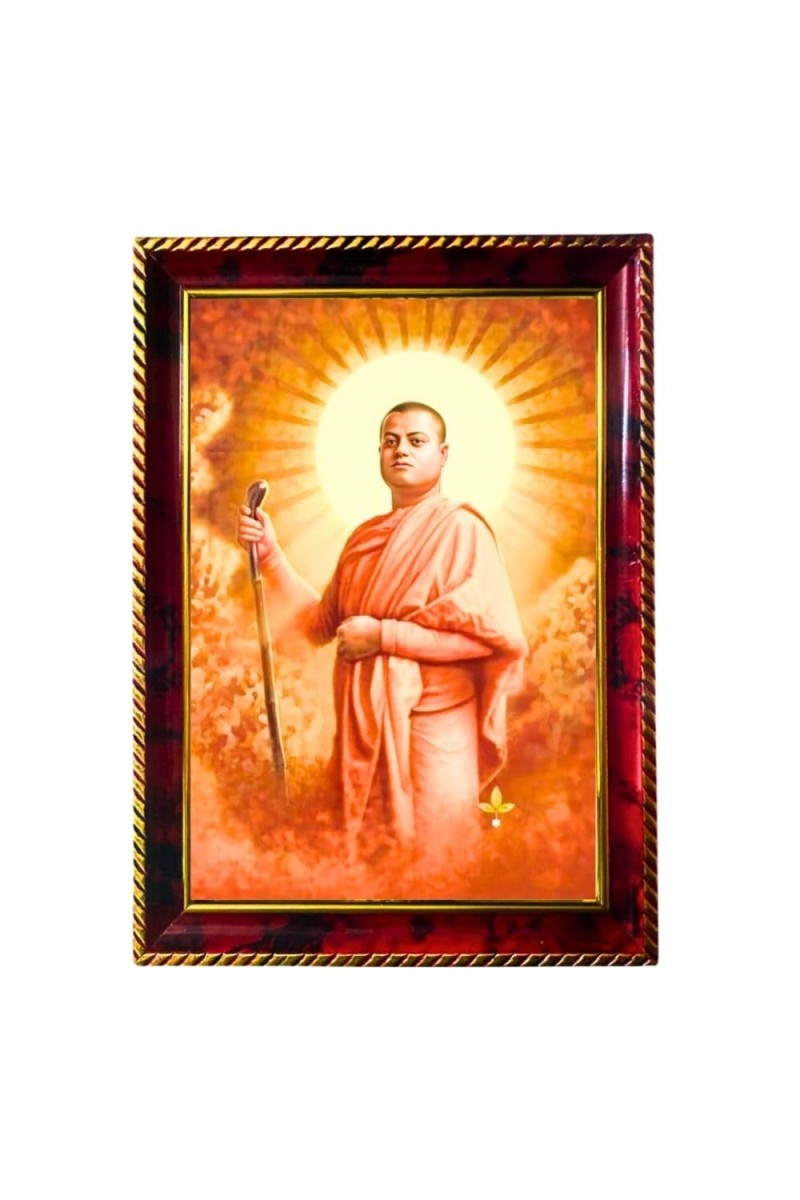 Swami Vivekananda Photo Frame For Wall & Table | 7x9 Inch Golden Cherry Finish | Decorative Swami Vivekananda Photo Frame For Home, Office & Pooja Room (F11731)