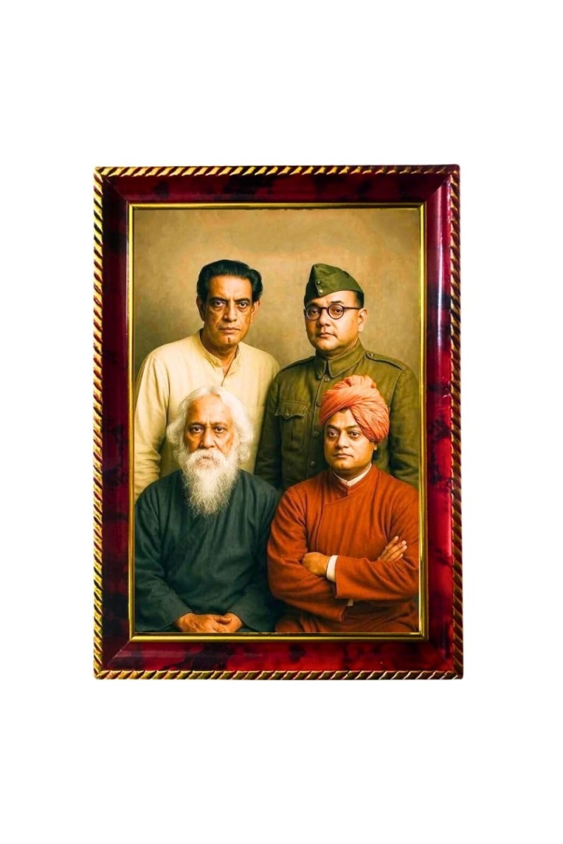 Legends Of India Photo Frame For Wall & Table | 7x9 Inch Golden Cherry Finish | Decorative Legends Of India Photo Frame For Home, Office & Pooja Room (F11735)