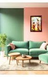 Lord Krishna And Arjuna Photo Frame For Wall & Table | 7x9 Inch Golden Cherry Finish | Decorative Lord Krishna And Arjuna Photo Frame For Home, Office & Pooja Room (F11436)