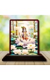 Car Desk/Table Top Lord Krishna Wooden Photo Stand 3x4 Inches, Compact & Stylish Spiritual Display For Car, Home & Office (Pack Of 1) (F14516)