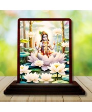 Car Desk/Table Top Lord Krishna Wooden Photo Stand 3x4 Inches, Compact & Stylish Spiritual Display For Car, Home & Office (Pack Of 1) (F14516)