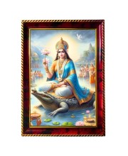 Goddess Ganga Photo Frame For Wall & Table | 7x9 Inch Golden Cherry Finish | Decorative Goddess Ganga Photo Frame For Home, Office & Pooja Room (F11337)