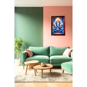 Lord Ganesha Photo Frame For Wall & Table | 7x9 Inch Golden Cherry Finish | Decorative Lord Ganesha Photo Frame For Home, Office & Pooja Room (F11850)