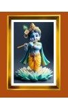 Golden Photo Frame - 10x14 Inches | Elegant Wooden Frame For Home, Office & Temple Decoration | Spiritual Wall & Table Decor and Gift Item