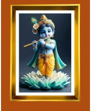 Golden Photo Frame - 10x14 Inches | Elegant Wooden Frame For Home, Office & Temple Decoration | Spiritual Wall & Table Decor and Gift Item
