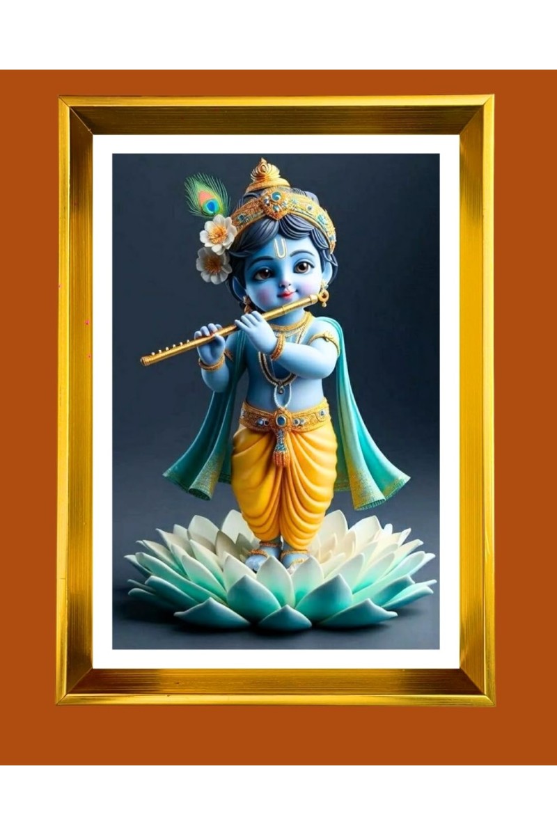 Golden Photo Frame - 10x14 Inches | Elegant Wooden Frame For Home, Office & Temple Decoration | Spiritual Wall & Table Decor and Gift Item
