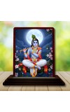 Car Desk/Table Top Lord Krishna Wooden Photo Stand â€“ 3x4 Inches, Compact & Stylish Spiritual Display For Car, Home & Office (Pack Of 1) (F15112)