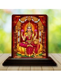 Car Desk/Table Top Maa Laxmi Wooden Photo Stand 3x4 Inches, Compact & Stylish Spiritual Display For Car, Home & Office (Pack Of 1) (F15084)