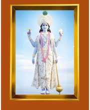 Lord Krishna Golden Photo Frame - 10x14 Inches | Elegant Wooden Frame For Home, Office & Temple Decoration | Spiritual Wall & Table Decor and Gift Item