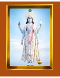 Lord Krishna Golden Photo Frame - 18x22 Inches | Elegant Wooden Frame For Home, Office & Temple Decoration | Spiritual Wall & Table Decor And Gift Item (F9787)