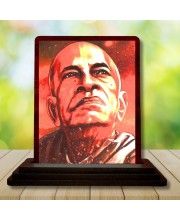 Car Desk/Table Top Bhaktivedanta Swami Prabhupada Wooden Photo Stand 3x4 Inches, Compact & Stylish Spiritual Display For Car, Home & Office (Pack Of 1) (F14435)