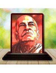 Car Desk/Table Top Bhaktivedanta Swami Prabhupada Wooden Photo Stand 3x4 Inches, Compact & Stylish Spiritual Display For Car, Home & Office (Pack Of 1) (F14435)