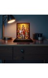 Car Desk/Table Top Goddess Durga Wooden Photo Stand 3x4 Inches, Compact & Stylish Spiritual Display For Car, Home & Office (Pack Of 1) (F14170)