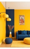 Divine Radha Krishna Digital Golden Color Photo Frame | Hindu Religious Wall Decor | 8x15 Inches - Inspirational Wall Art For Office, Home Decor - Ideal Spiritual Gift (F10284)