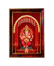 Lord Ganesha Photo Frame For Wall & Table | 7x9 Inch Golden Cherry Finish | Decorative Lord Ganesha Photo Frame For Home, Office & Pooja Room (F11622)