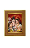 Parvati Mahadev Photo Frame 10x14 Inches-Brown Wooden Frame For Home, Office & Temple Decoration And Gifting (F6246)