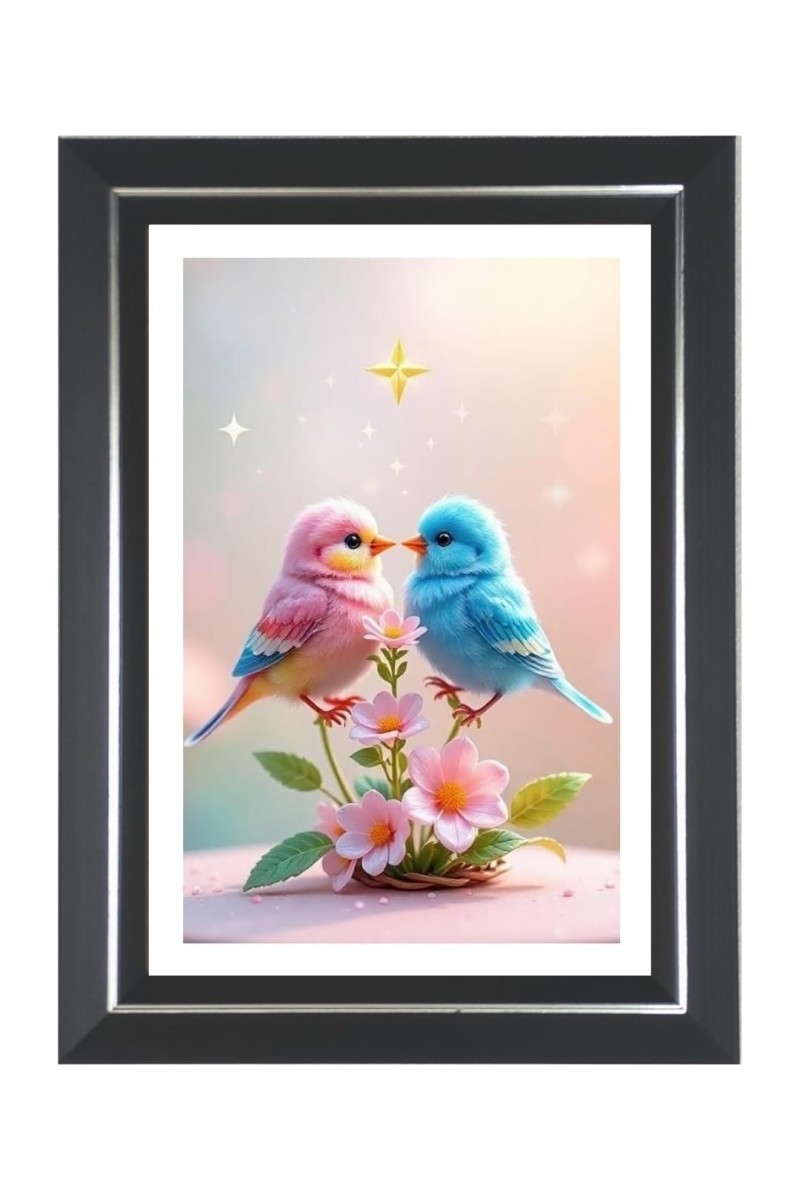 Love Birds Photo Wall & Table Frame | 10x14 Inch Black Designer | Perfect For Gifting & Home Decor (F9582)