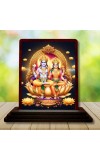 Car Desk/Table Top Lord Vishnu Lakshmi Wooden Photo Stand 3x4 Inches, Compact & Stylish Spiritual Display For Car, Home & Office (Pack Of 1) (F14557)