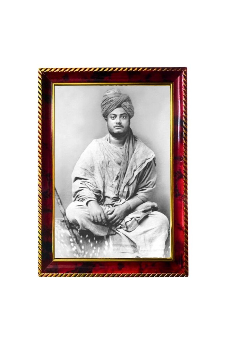 Swami Vivekananda Photo Frame For Wall & Table | 7x9 Inch Golden Cherry Finish | Decorative Swami Vivekananda Photo Frame For Home, Office & Pooja Room (F11828)