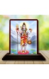 Car Desk/Table Top Lord Shiva Wooden Photo Stand 3x4 Inches, Compact & Stylish Spiritual Display For Car, Home & Office (Pack Of 1) (F14305)