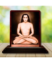 Car Desk/Table Top Mahavatar Babaji Wooden Photo Stand 3x4 Inches, Compact & Stylish Spiritual Display For Car, Home & Office (Pack Of 1) (F14463)