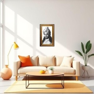 Paramahamsa Yoganananda Digital Golden Balck Color Photo Frame | Hindu Religious Wall Decor | 10x16 Inches - Inspirational Wall Art For Office, Home Decor - Ideal Spiritual Gift (F16830)