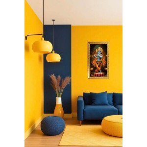 Little Krishna Digital Golden Color Photo Frame | Hindu Religious Wall Decor | 8x15 Inches - Inspirational Wall Art For Office, Home Decor - Ideal Spiritual Gift (F10280)