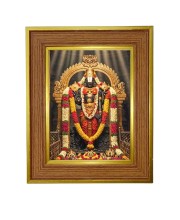 Lord Venkateswara Photo Frame 10x14 Inches-Brown Wooden Frame For Home, Office & Temple Decoration And Gifting (F6274)