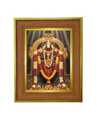 Lord Venkateswara Photo Frame 16x20 Inches-Brown Wooden Frame For Home, Office & Temple Decoration And Gifting (F6274)