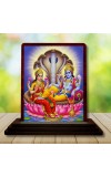 Car Desk/Table Top Lord Vishnu Laxmi Wooden Photo Stand â€“ 3x4 Inches, Compact & Stylish Spiritual Display For Car, Home & Office (Pack Of 1) (F15132)