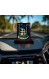 Car Desk/Table Top Radha Krishna Wooden Photo Stand 3x4 Inches, Compact & Stylish Spiritual Display For Car, Home & Office (Pack Of 1) (F14522)