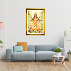 Mata Lakhsmi Golden Photo Frame - 10x14 Inches | Elegant Wooden Frame For Home, Office & Temple Decoration | Spiritual Wall & Table Decor And Gift Item (F9709)