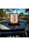 Car Desk/Table Top Lord Shiva And Parvathi Wooden Photo Stand 3x4 Inches, Compact & Stylish Spiritual Display For Car, Home & Office (Pack Of 1) (F14328)