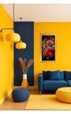 Divine Krishna Digital Golden Color Photo Frame | Hindu Religious Wall Decor | 8x15 Inches - Inspirational Wall Art For Office, Home Decor - Ideal Spiritual Gift (F10257)