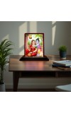 Car Desk/Table Top Yashodha Krishna Wooden Photo Stand 3x4 Inches, Compact & Stylish Spiritual Display For Car, Home & Office (Pack Of 1) (F14546)
