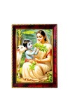 Yashodha Krishna Photo Frame For Wall & Table | 7x9 Inch Golden Cherry Finish | Decorative Yashodha Krishna Photo Frame For Home, Office & Pooja Room (F11896)
